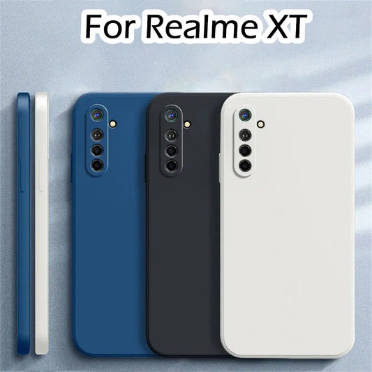 For Realme XT Cover Drop and wear resistant Silicone Full Case Classic Simple Solid Color Phone Case Cover
