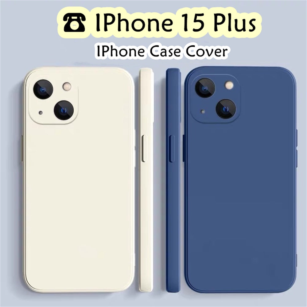 For IPhone 15 Plus Cover Drop and wear resistant Silicone Full Case Classic Simple Solid Color Phone Case Cover