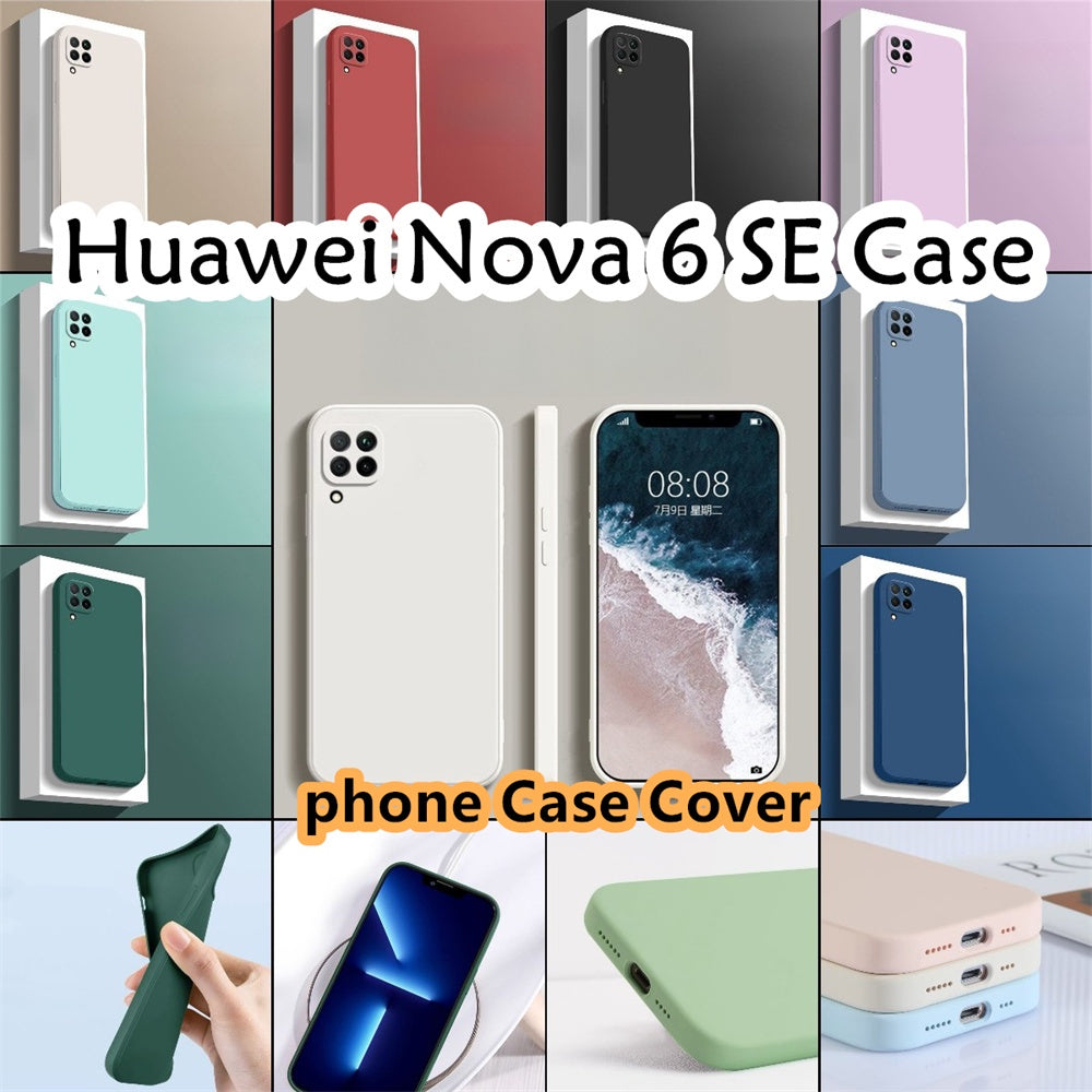 For Huawei Nova 6 SE Cover Drop and wear resistant Silicone Full Case Classic Simple Solid Color Phone Case Cover