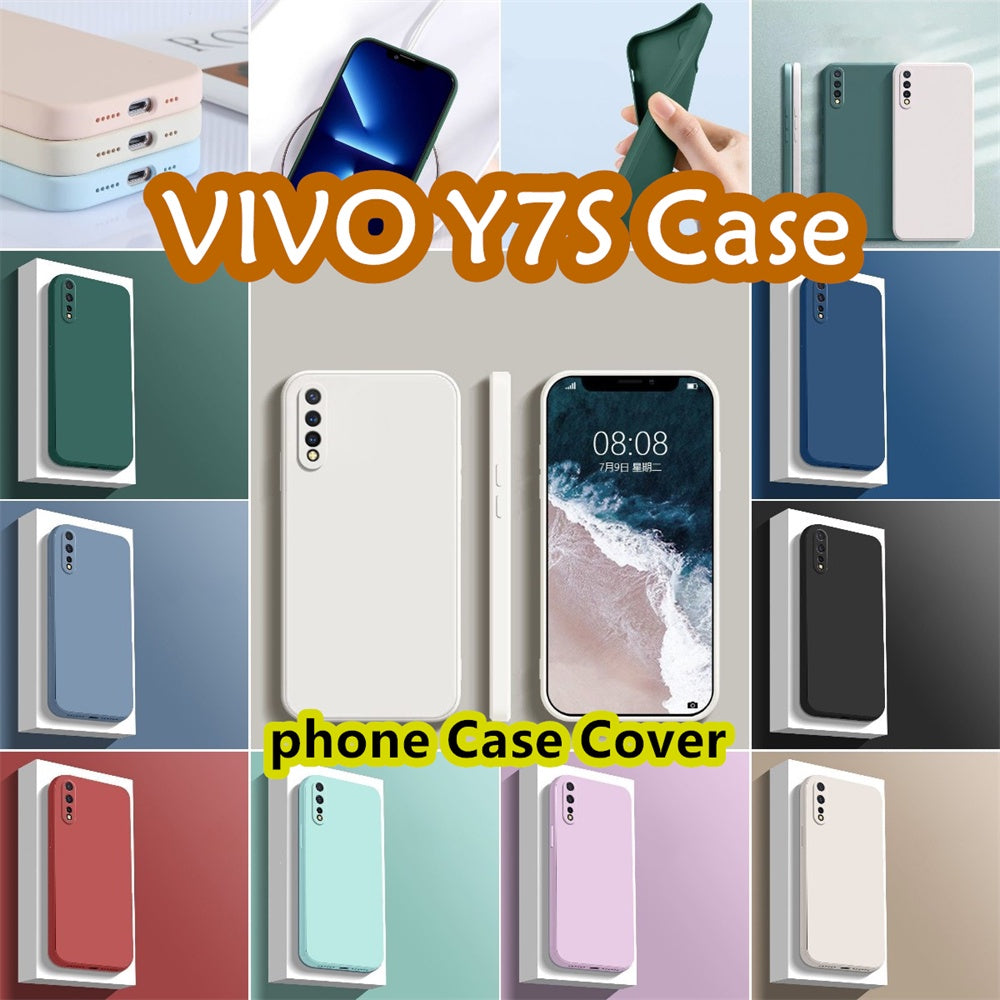 For VIVO Y7S Cover Drop and wear resistant Silicone Full Case Classic Simple Solid Color Phone Case Cover