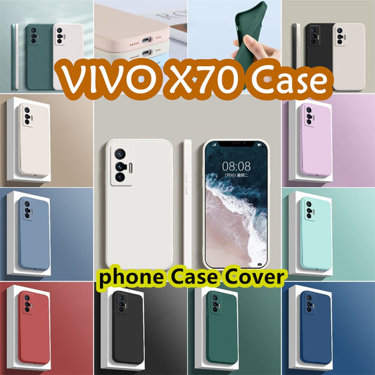 For VIVO X70 Cover Drop and wear resistant Silicone Full Case Classic Simple Solid Color Phone Case Cover