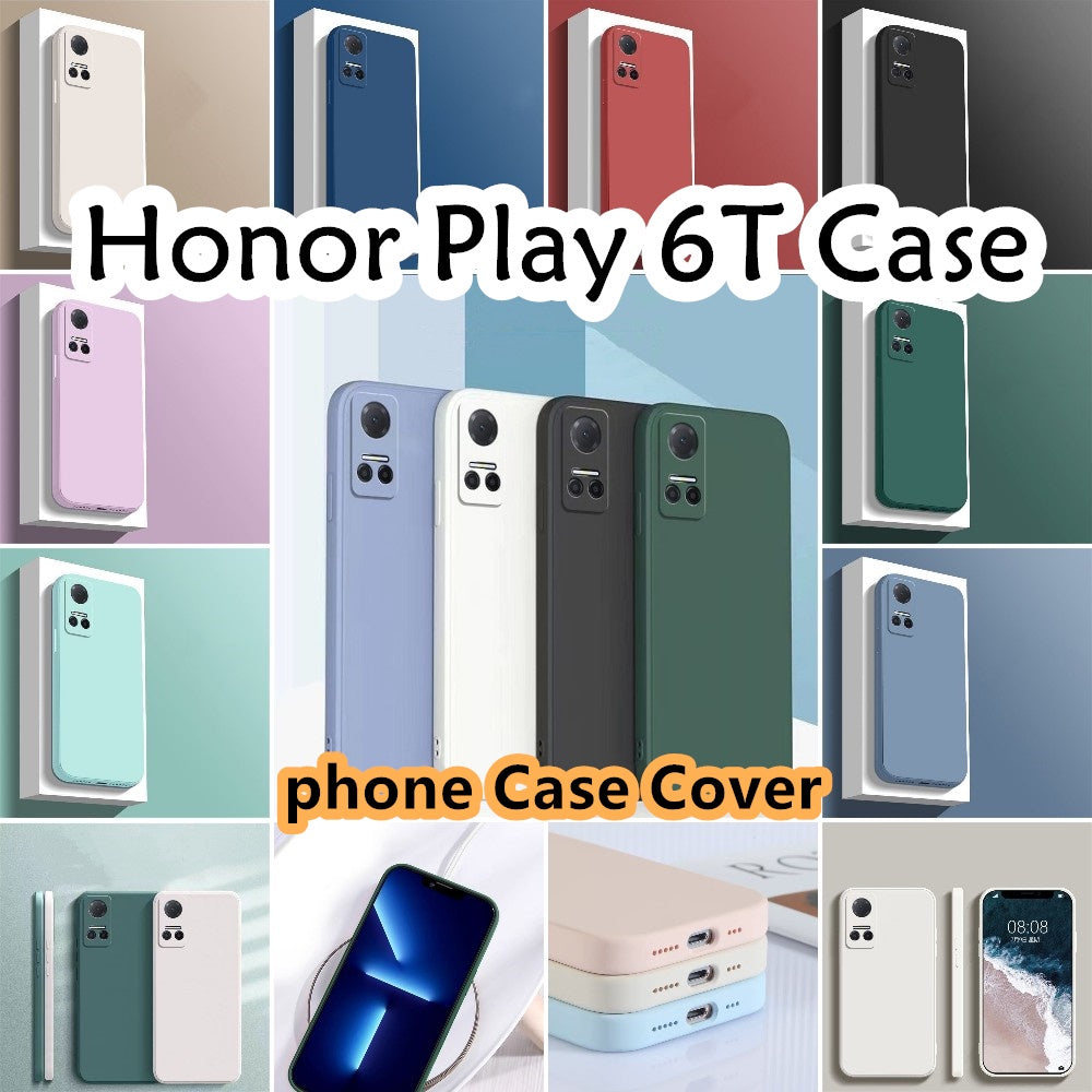 For Honor Play 6T Cover Drop and wear resistant Silicone Full Case Classic Simple Solid Color Phone Case Cover