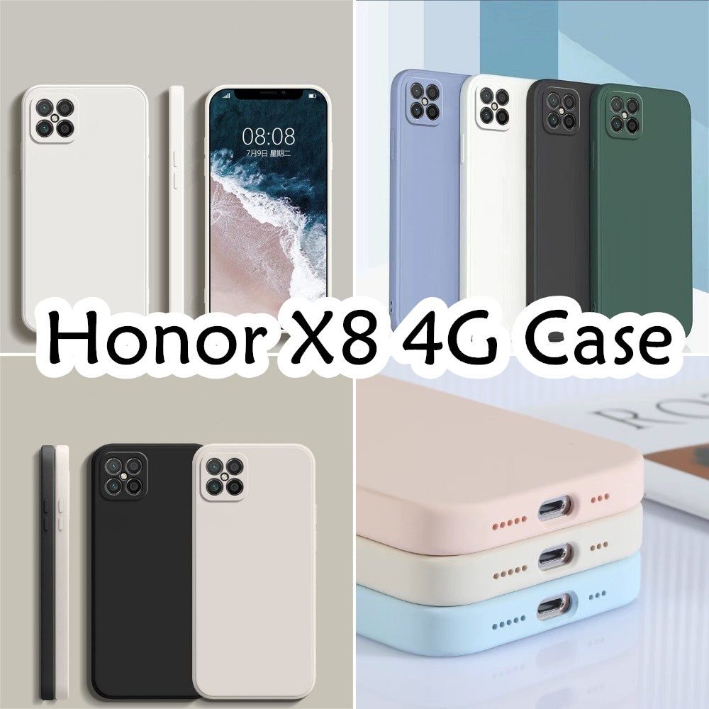 For Honor X8 4G Cover Drop and wear resistant Silicone Full Case Classic Simple Solid Color Phone Case Cover