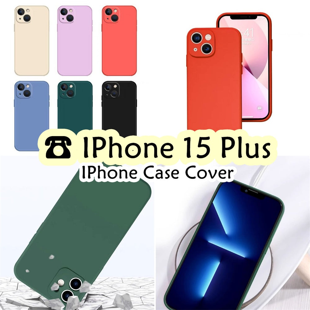 For IPhone 15 Plus Cover Drop and wear resistant Silicone Full Case Classic Simple Solid Color Phone Case Cover