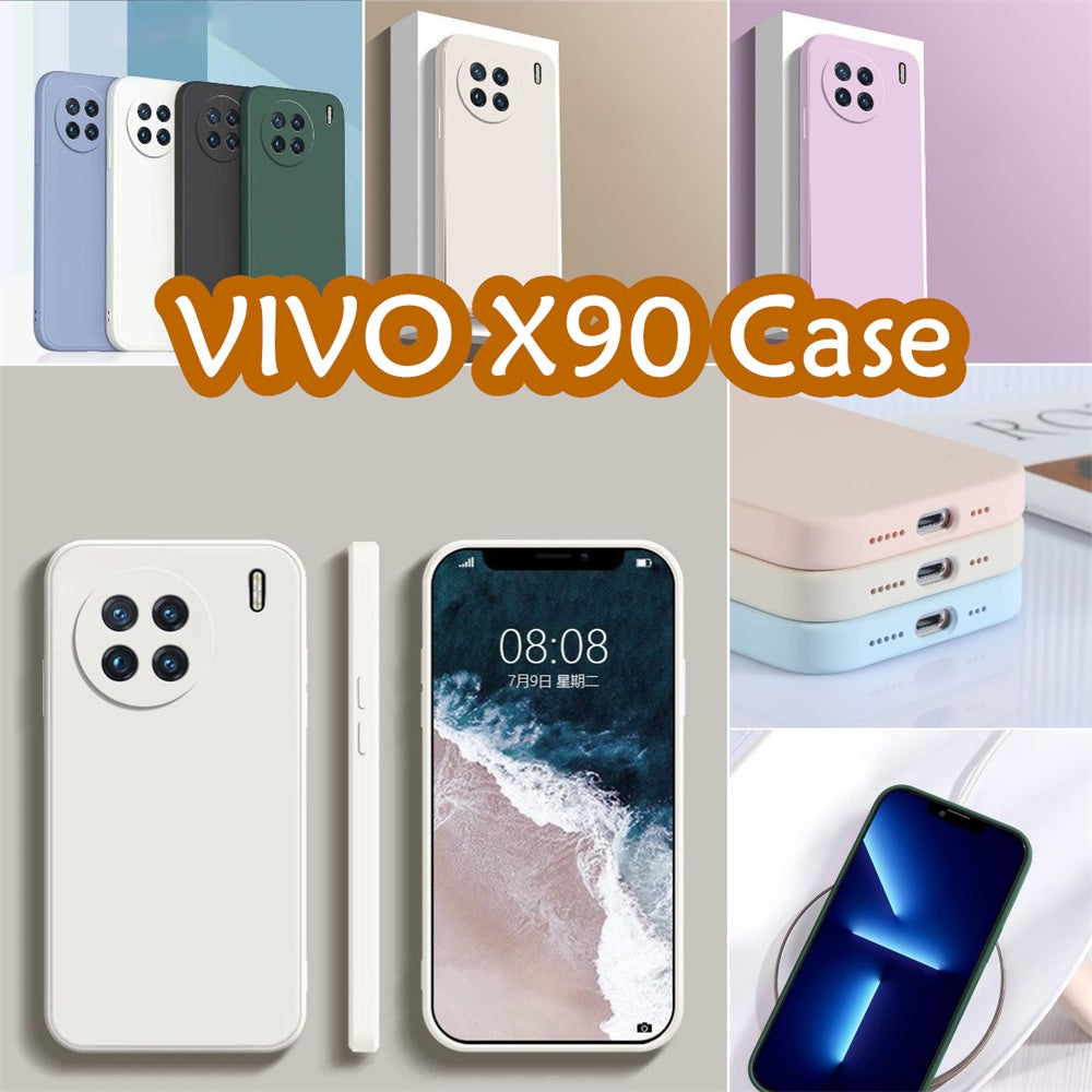 For VIVO X90 Cover Drop and wear resistant Silicone Full Case Classic Simple Solid Color Phone Case Cover