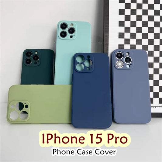 For IPhone 15 Pro Cover Drop and wear resistant Silicone Full Case Classic Simple Solid Color Phone Case Cover