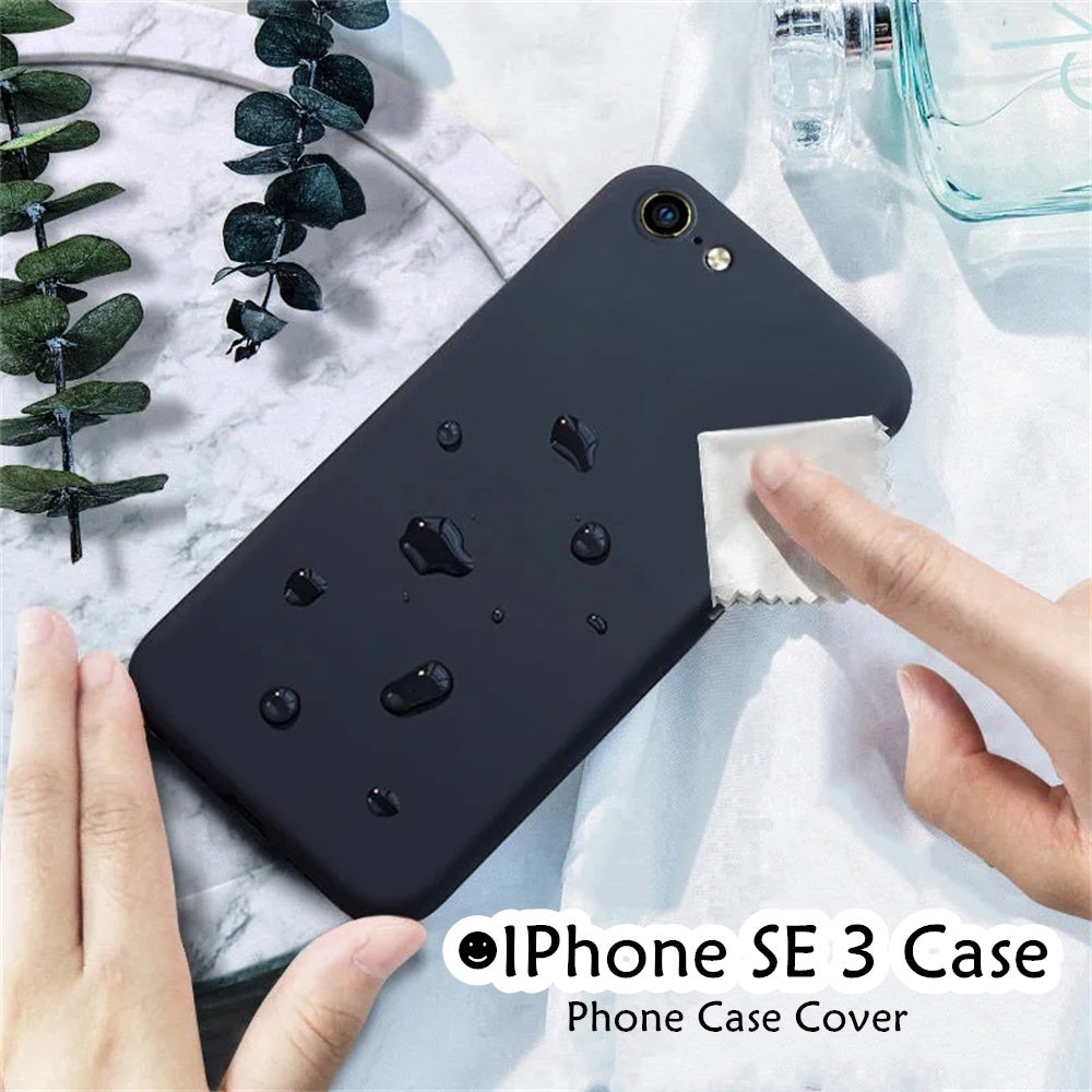 For IPhone SE 3 Cover Drop and wear resistant Silicone Full Case Classic Simple Solid Color Phone Case Cover