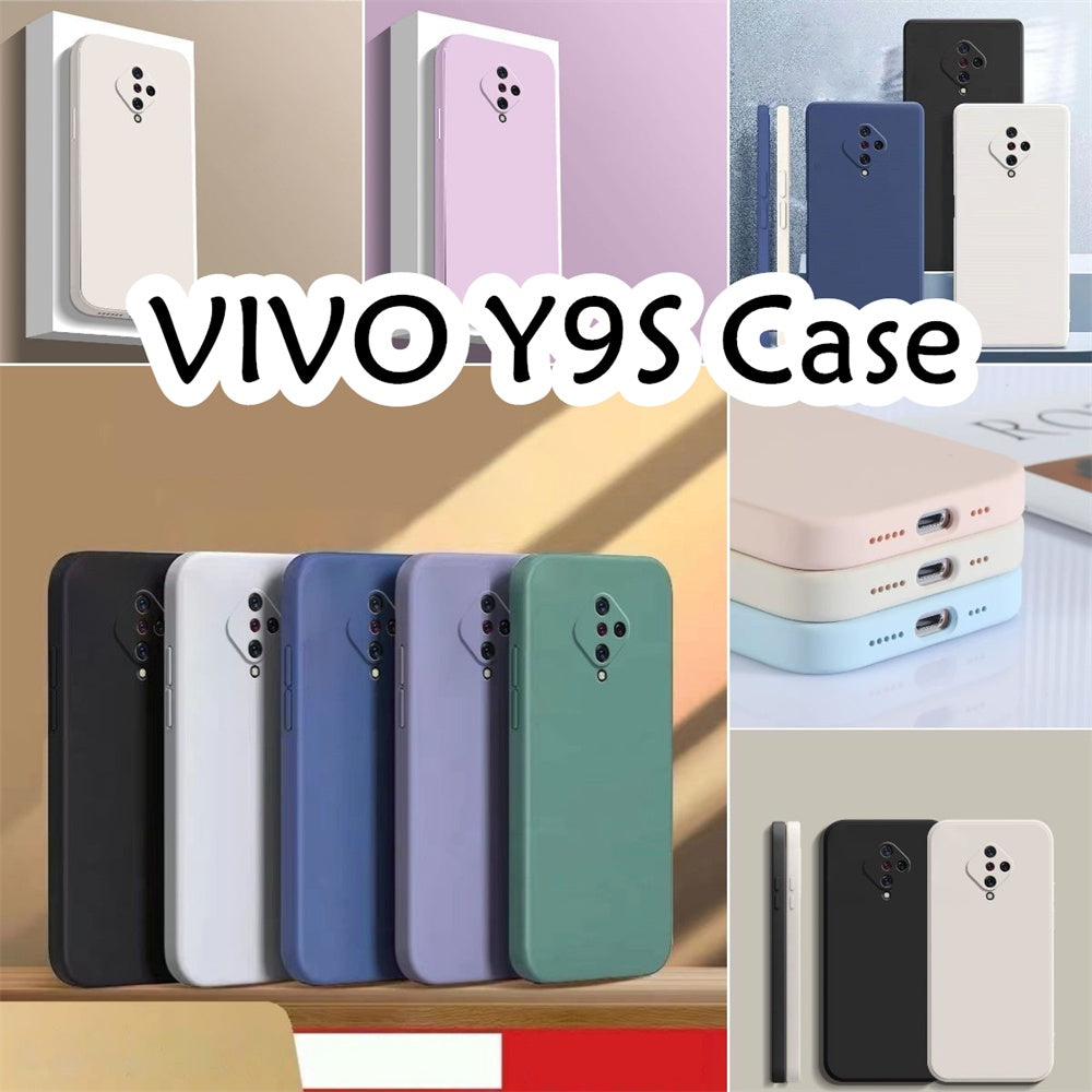 For VIVO Y9S Cover Drop and wear resistant Silicone Full Case Classic Simple Solid Color Phone Case Cover