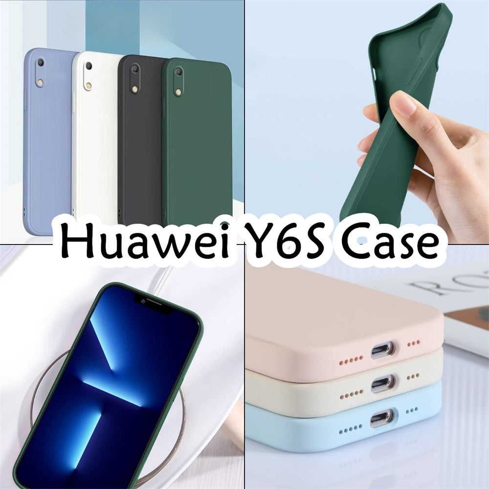 For Huawei Y6S Cover Drop and wear resistant Silicone Full Case Classic Simple Solid Color Phone Case Cover