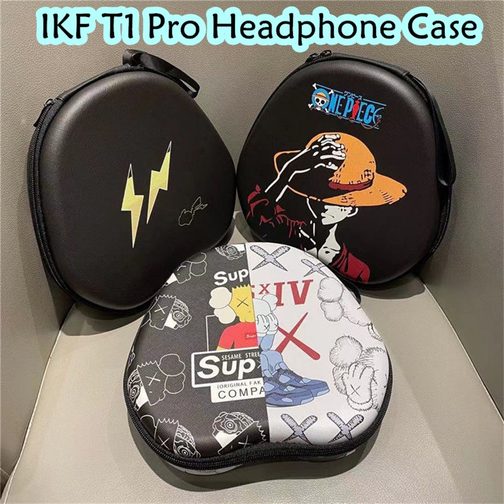 For IKF T1 Pro Headphone Case Cartoon Creative Patterns Headset Earpads Storage Bag Casing Box
