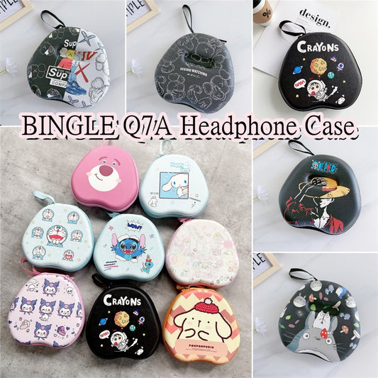 For BINGLE Q7A Headphone Case Cartoon Creative Patterns Headset Earpads Storage Bag Casing Box
