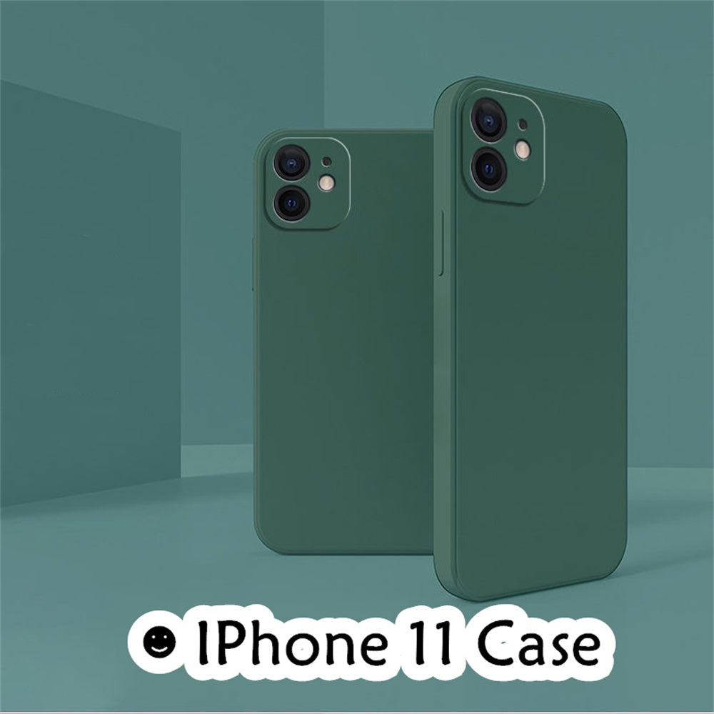 For IPhone 11 Cover Drop and wear resistant Silicone Full Case Classic Simple Solid Color Phone Case Cover
