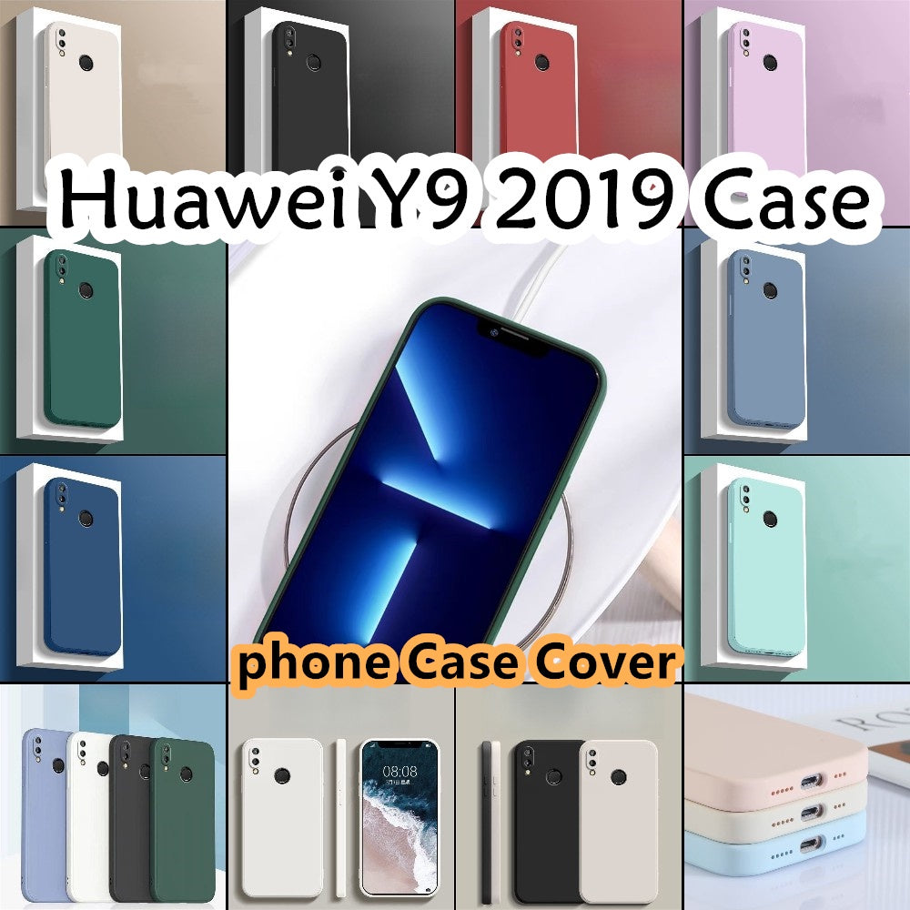 For Huawei Y9 2019 Cover Drop and wear resistant Silicone Full Case Classic Simple Solid Color Phone Case Cover