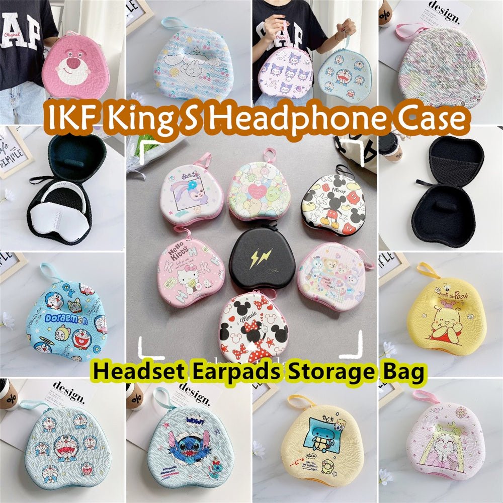 For IKF King S Headphone Case Cartoon Creative Patterns Headset Earpads Storage Bag Casing Box