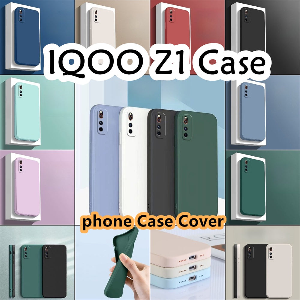 For IQOO Z1 Cover Drop and wear resistant Silicone Full Case Classic Simple Solid Color Phone Case Cover