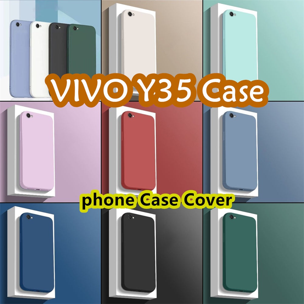 For VIVO Y35 Cover Drop and wear resistant Silicone Full Case Classic Simple Solid Color Phone Case Cover