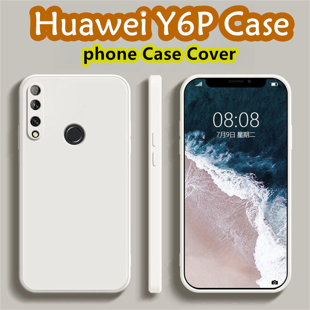 For Huawei Y6P Cover Drop and wear resistant Silicone Full Case Classic Simple Solid Color Phone Case Cover