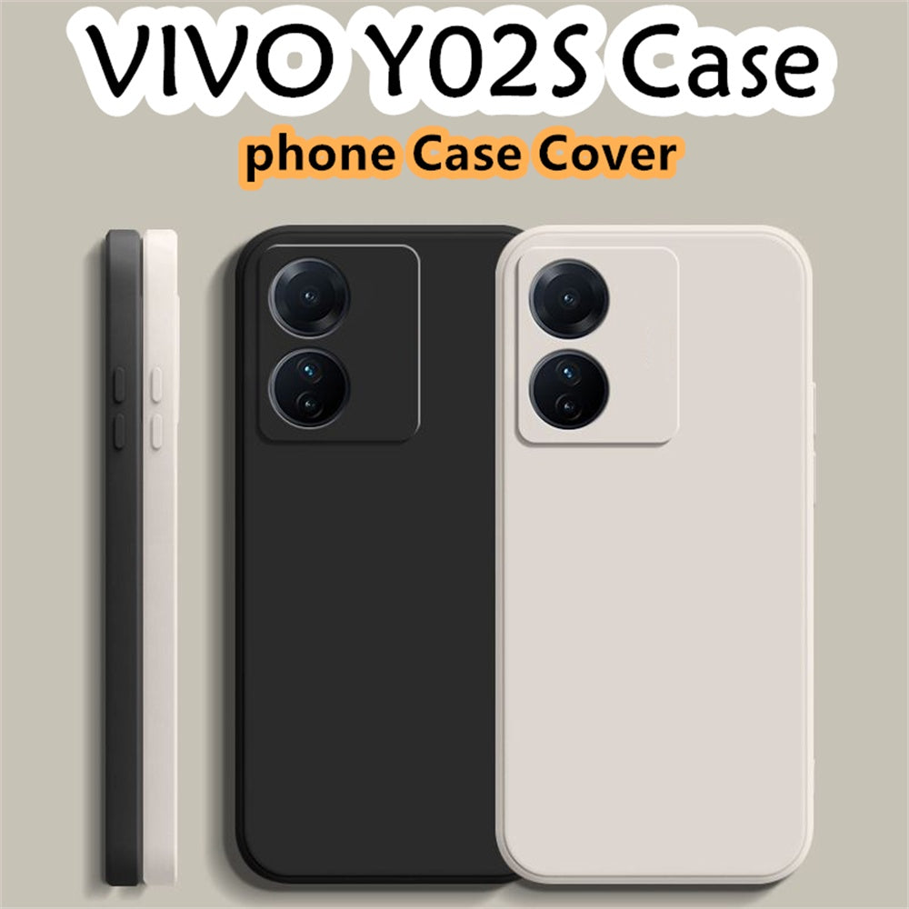 For VIVO Y02S Cover Drop and wear resistant Silicone Full Case Classic Simple Solid Color Phone Case Cover