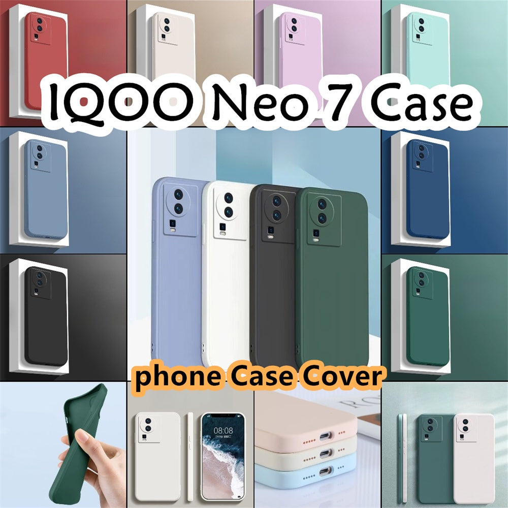 For IQOO Neo 7 Cover Drop and wear resistant Silicone Full Case Classic Simple Solid Color Phone Case Cover