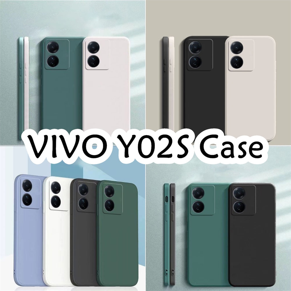 For VIVO Y02S Cover Drop and wear resistant Silicone Full Case Classic Simple Solid Color Phone Case Cover