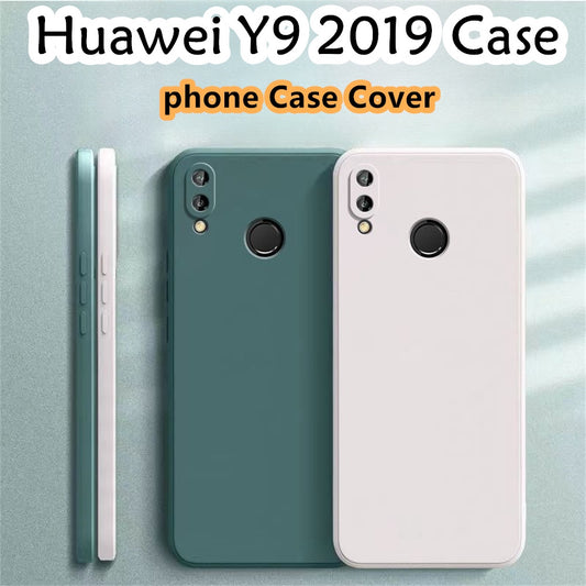 For Huawei Y9 2019 Cover Drop and wear resistant Silicone Full Case Classic Simple Solid Color Phone Case Cover