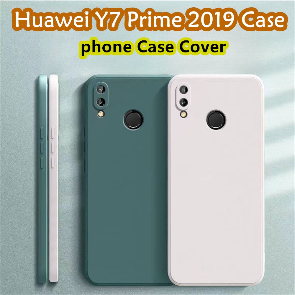 For Huawei Y7 Prime 2019 Cover Drop and wear resistant Silicone Full Case Classic Simple Solid Color Phone Case Cover