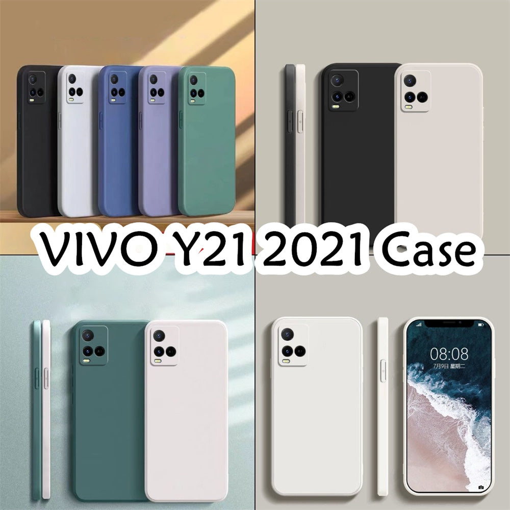 For VIVO Y21 2021 Cover Drop and wear resistant Silicone Full Case Classic Simple Solid Color Phone Case Cover