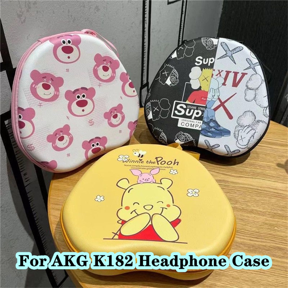 For AKG K182 Headphone Case Cartoon Creative Patterns Headset Earpads Storage Bag Casing Box