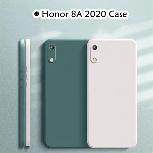 For Honor 8A 2020 Cover Drop and wear resistant Silicone Full Case Classic Simple Solid Color Phone Case Cover