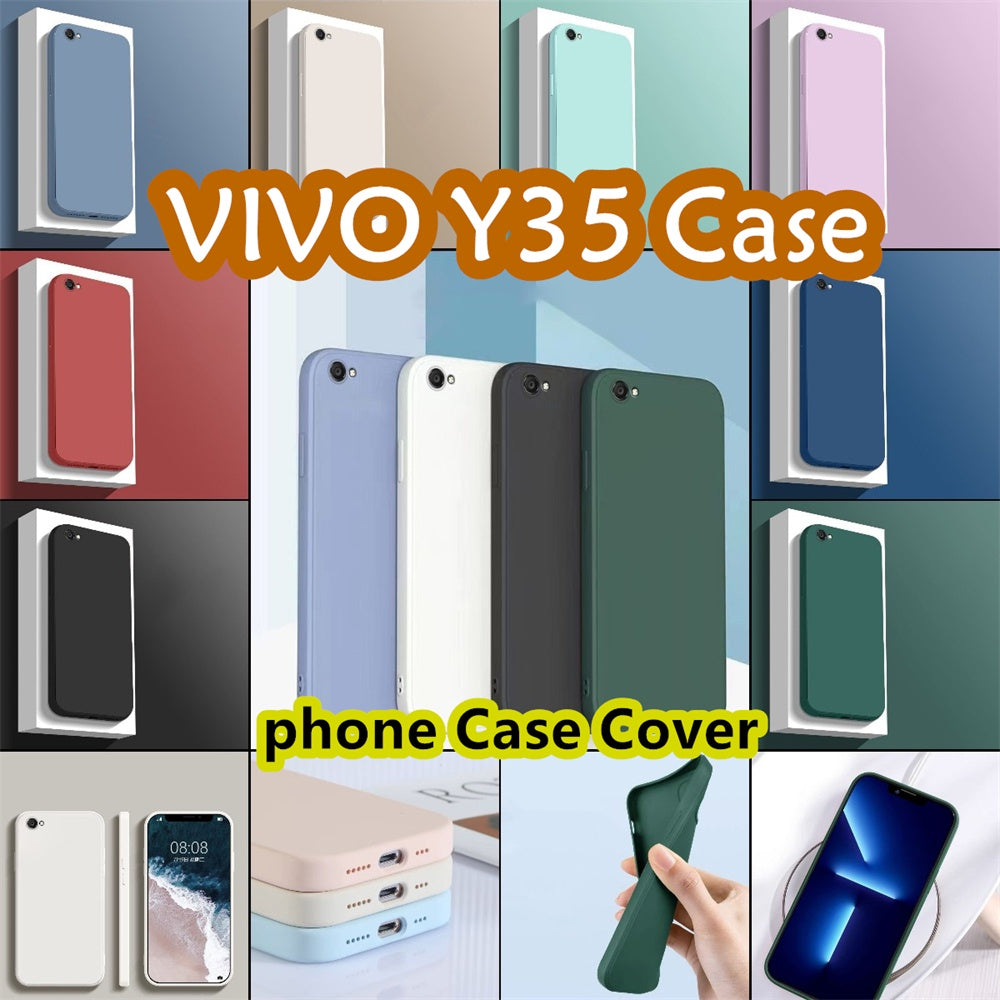 For VIVO Y35 Cover Drop and wear resistant Silicone Full Case Classic Simple Solid Color Phone Case Cover