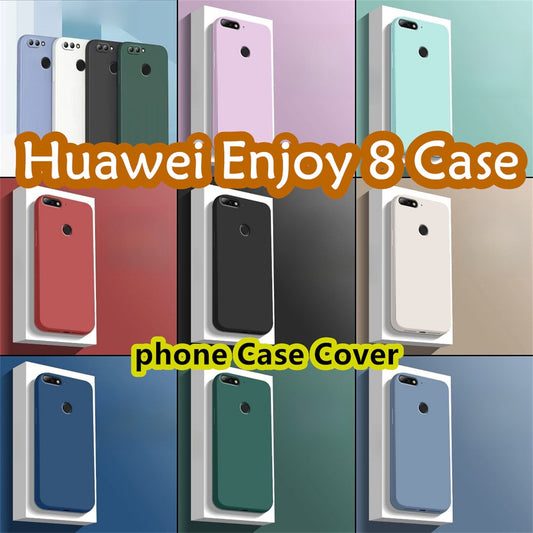 For Huawei Enjoy 8 Cover Drop and wear resistant Silicone Full Case Classic Simple Solid Color Phone Case Cover