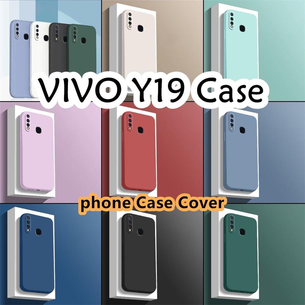 For VIVO Y19 2019 Cover Drop and wear resistant Silicone Full Case Classic Simple Solid Color Phone Case Cover