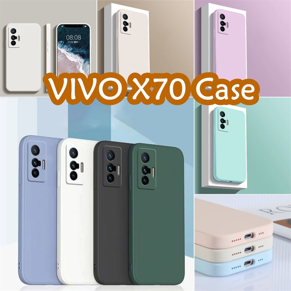 For VIVO X70 Cover Drop and wear resistant Silicone Full Case Classic Simple Solid Color Phone Case Cover