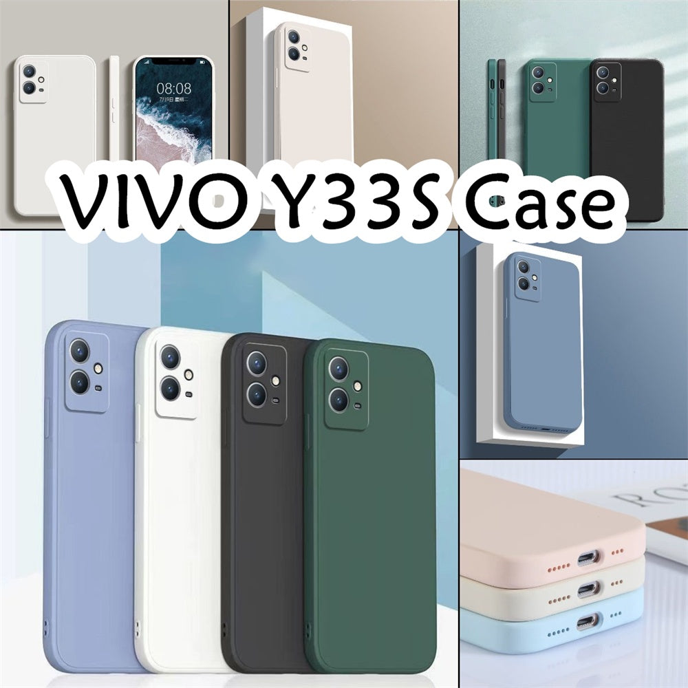 For VIVO Y33S Cover Drop and wear resistant Silicone Full Case Classic Simple Solid Color Phone Case Cover