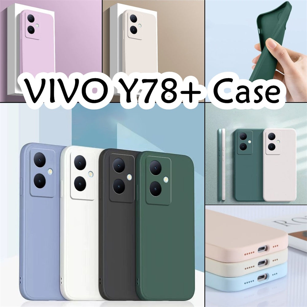 For VIVO Y78+ Cover Drop and wear resistant Silicone Full Case Classic Simple Solid Color Phone Case Cover