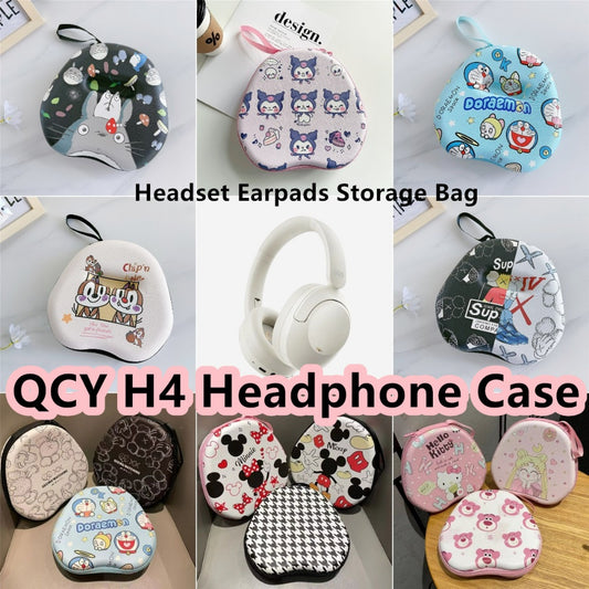 For QCY H4 Headphone Case Cartoon Creative Patterns Headset Earpads Storage Bag Casing Box