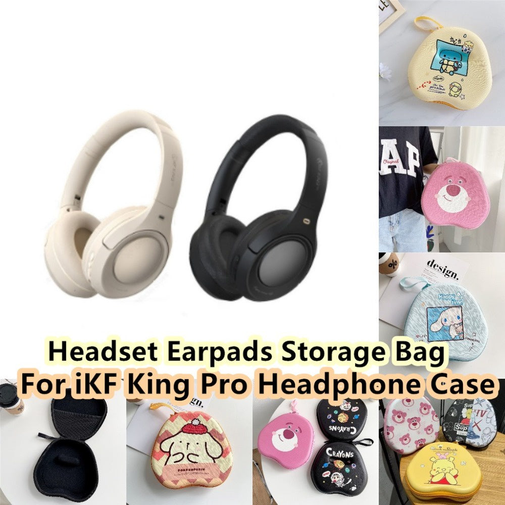 For IKF King Pro Headphone Case Cartoon Creative Patterns Headset Earpads Storage Bag Casing Box