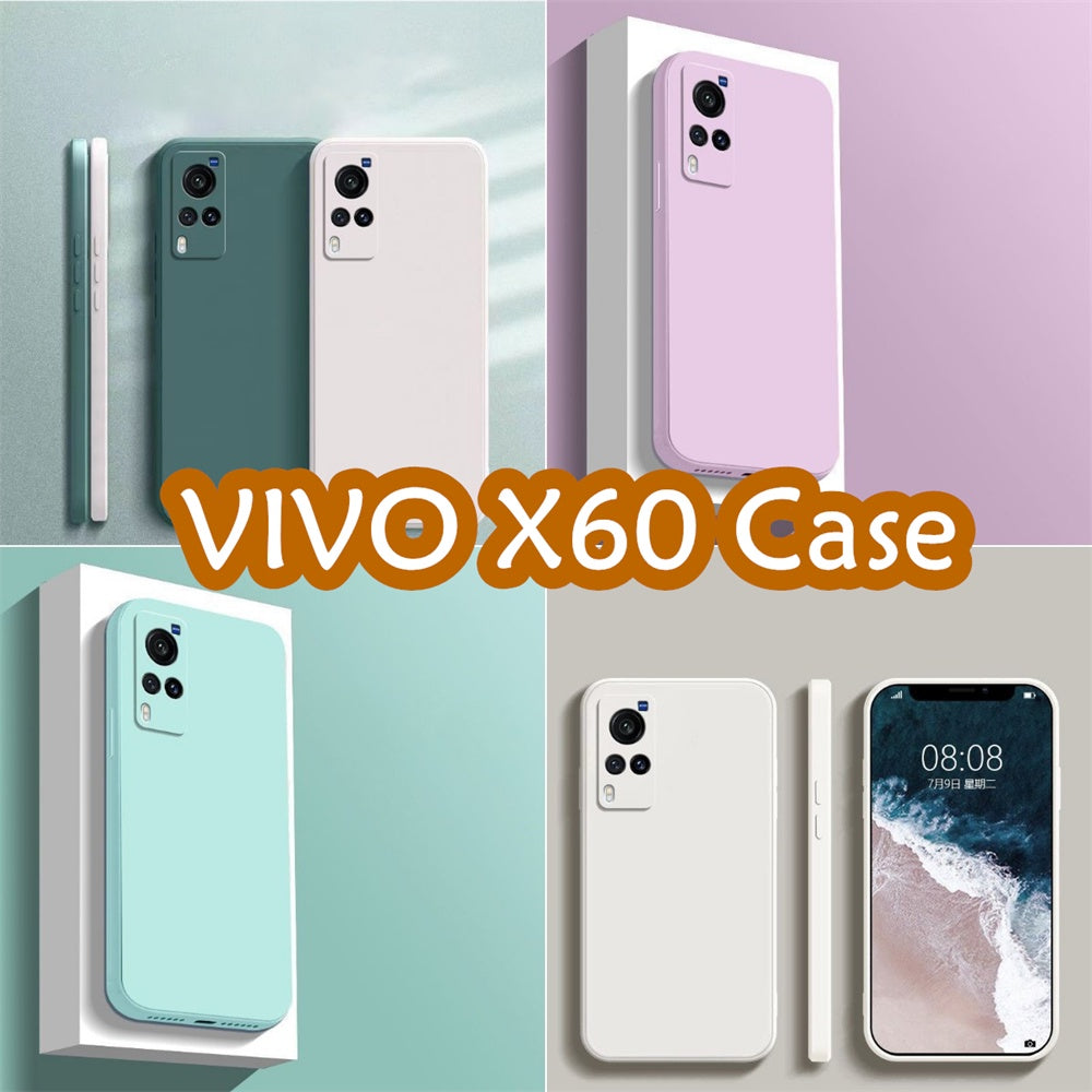 For VIVO X60 Cover Drop and wear resistant Silicone Full Case Classic Simple Solid Color Phone Case Cover