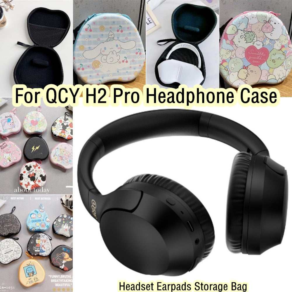For QCY H2 Pro Headphone Case Cartoon Creative Patterns Headset Earpads Storage Bag Casing Box