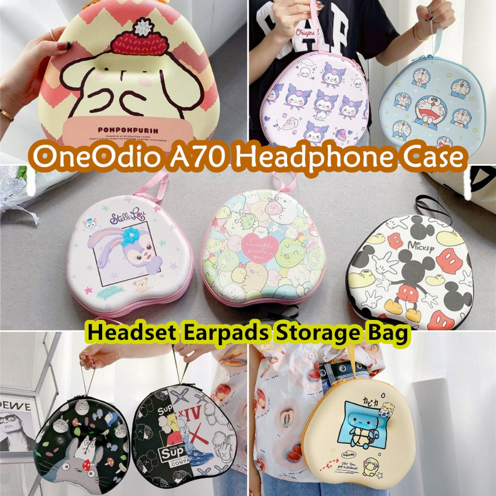 For OneOdio A70 Headphone Case Cartoon Creative Patterns Headset Earpads Storage Bag Casing Box