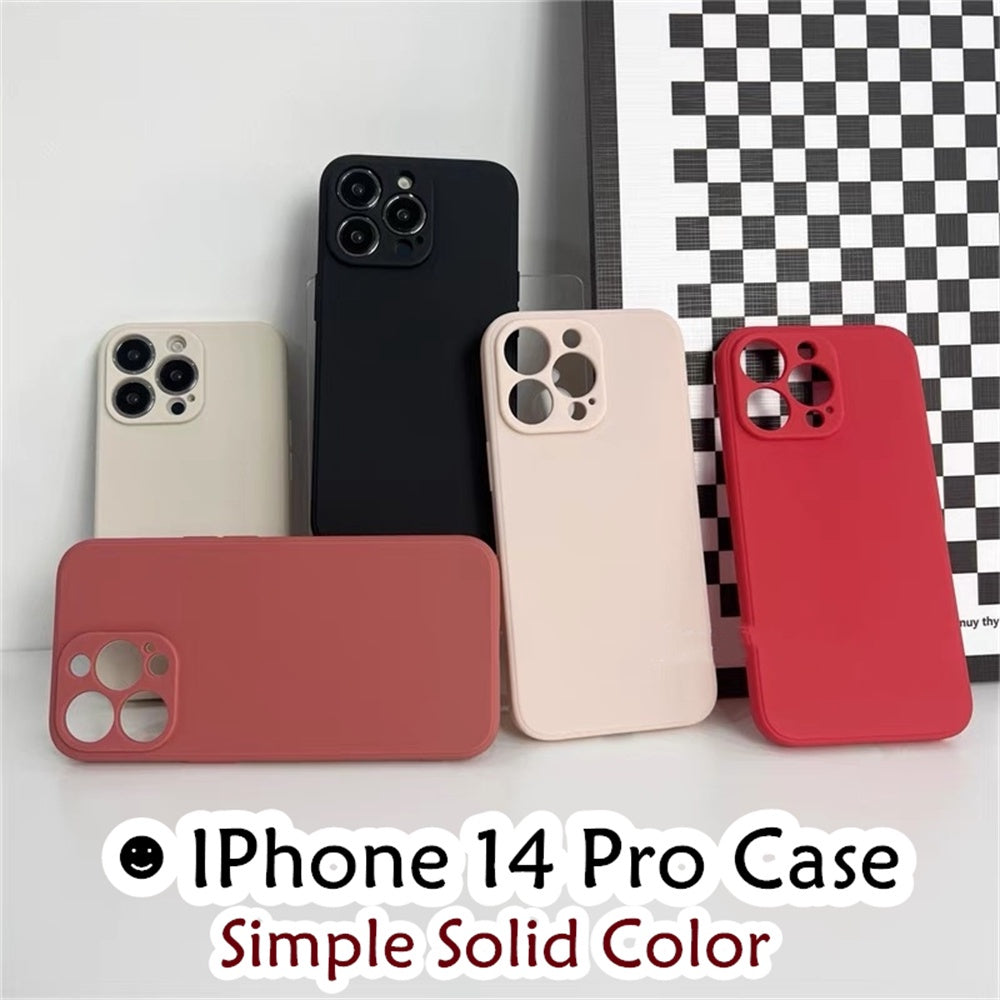 For IPhone 14 Pro Cover Drop and wear resistant Silicone Full Case Classic Simple Solid Color Phone Case Cover