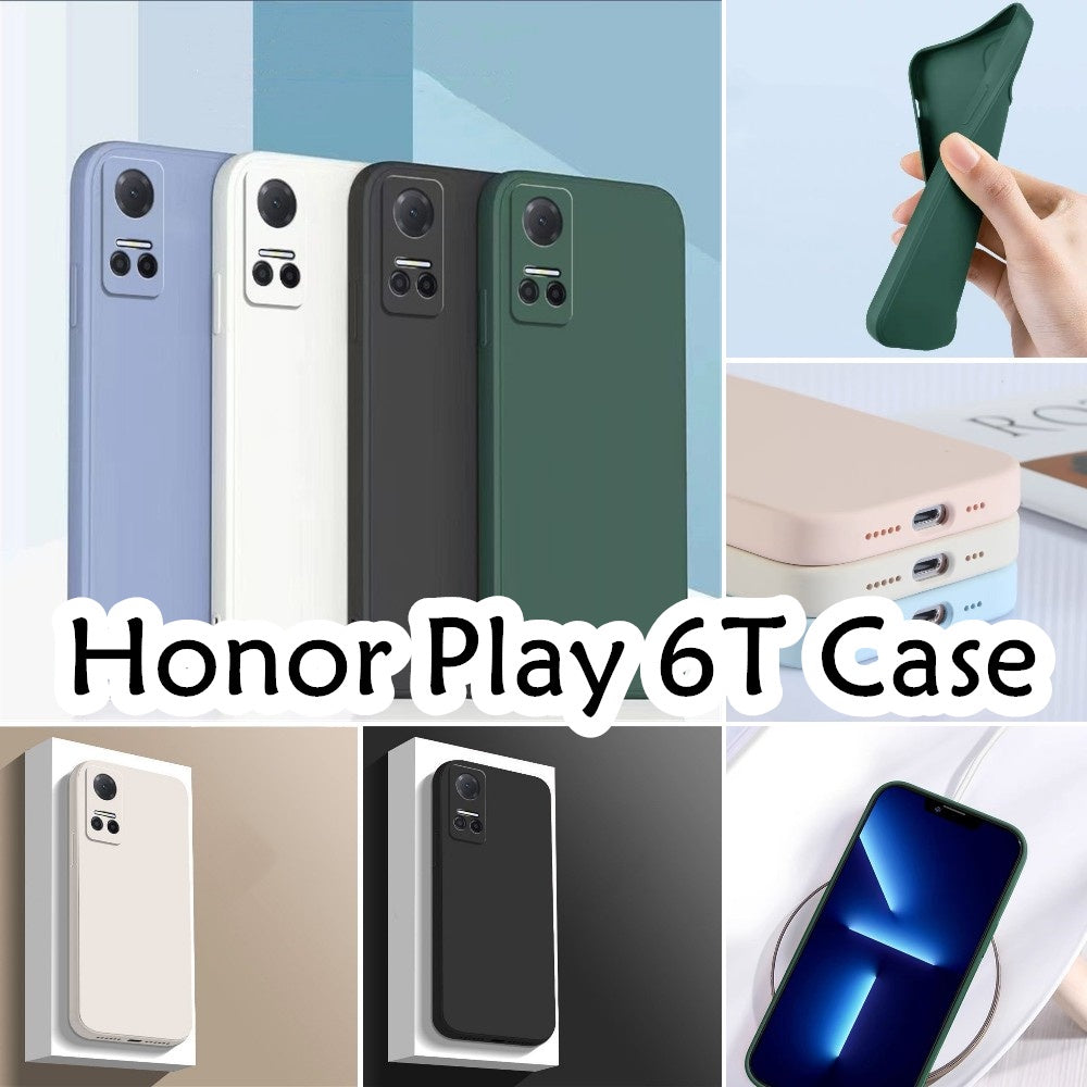 For Honor Play 6T Cover Drop and wear resistant Silicone Full Case Classic Simple Solid Color Phone Case Cover