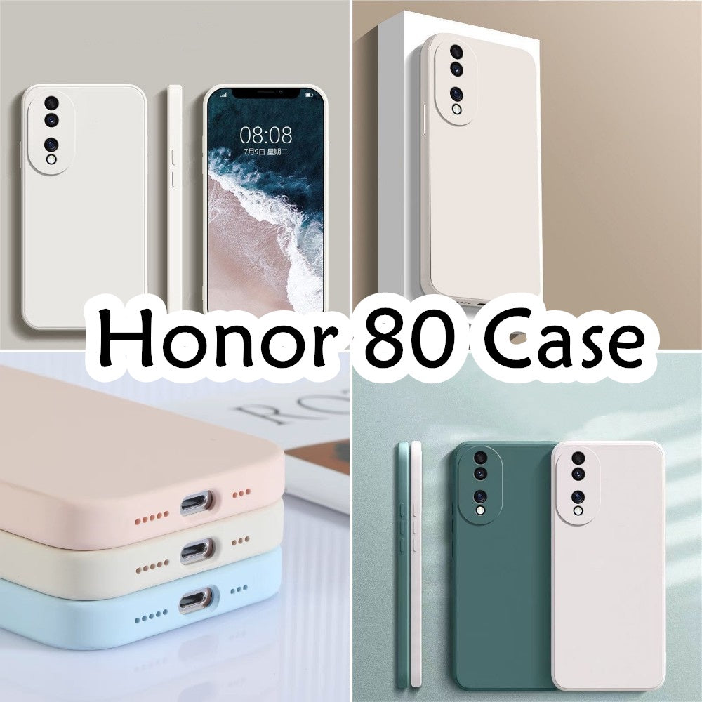 For Honor 80 Cover Drop and wear resistant Silicone Full Case Classic Simple Solid Color Phone Case Cover