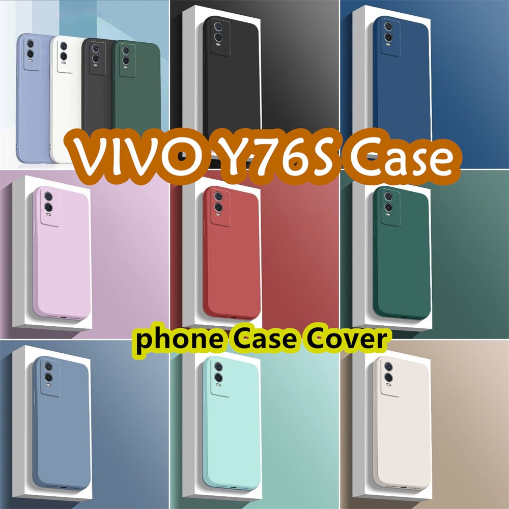 For VIVO Y76S Cover Drop and wear resistant Silicone Full Case Classic Simple Solid Color Phone Case Cover