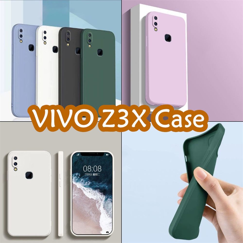 For VIVO Z3X Cover Drop and wear resistant Silicone Full Case Classic Simple Solid Color Phone Case Cover