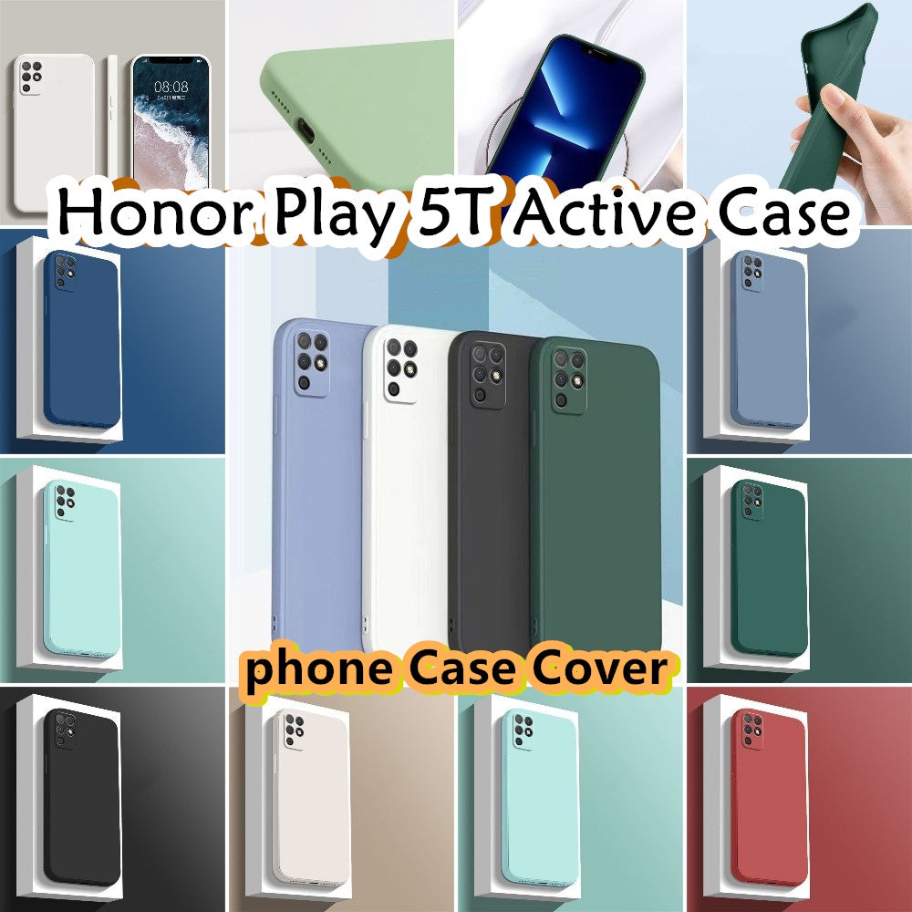 For Honor Play 5T Active Cover Drop and wear resistant Silicone Full Case Classic Simple Solid Color Phone Case Cover
