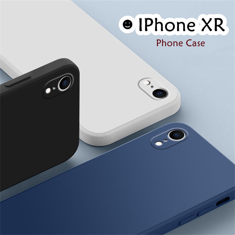 For IPhone XR Cover Drop and wear resistant Silicone Full Case Classic Simple Solid Color Phone Case Cover