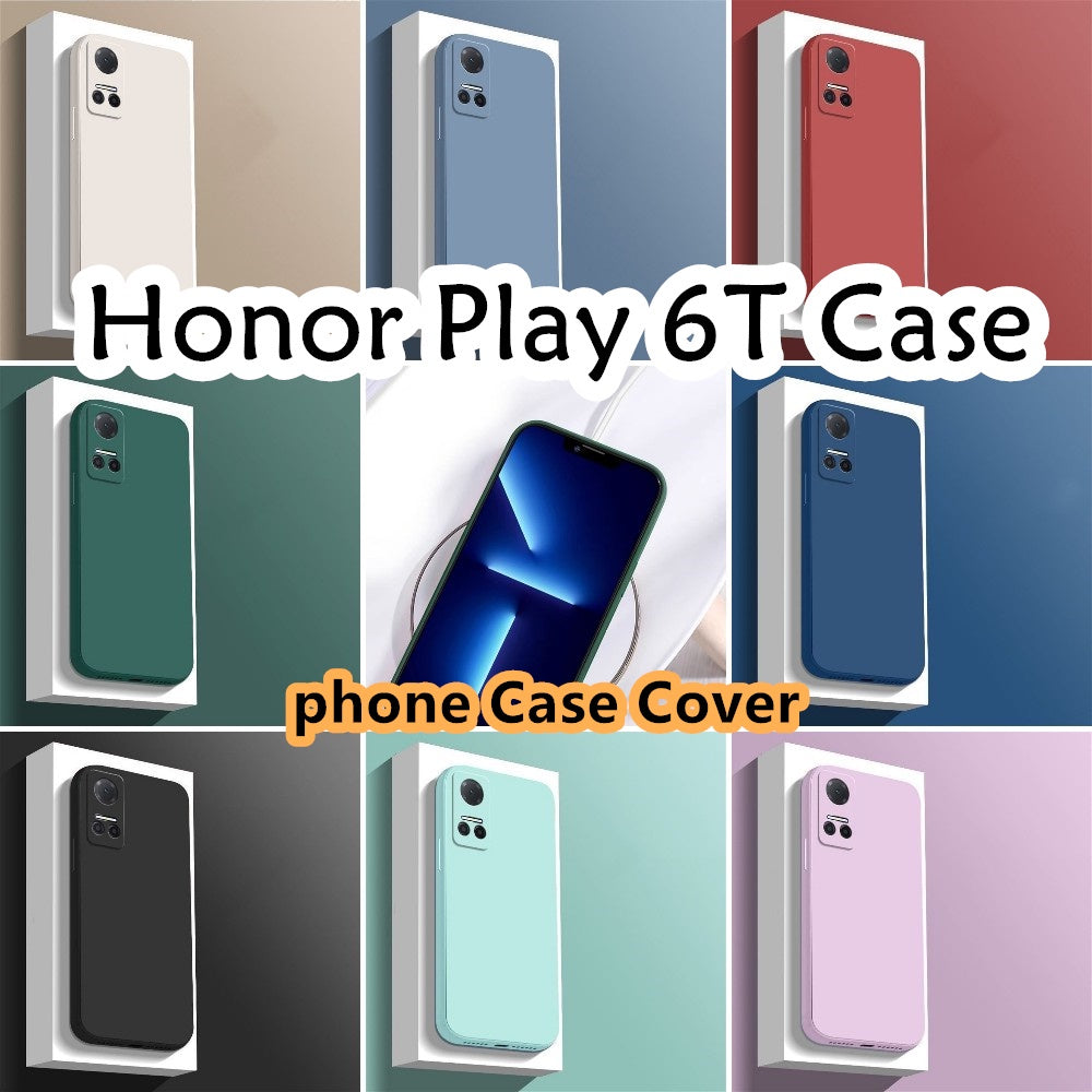 For Honor Play 6T Cover Drop and wear resistant Silicone Full Case Classic Simple Solid Color Phone Case Cover