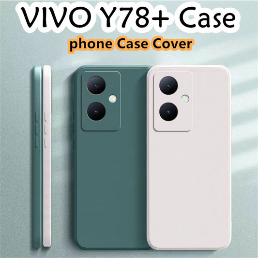 For VIVO Y78+ Cover Drop and wear resistant Silicone Full Case Classic Simple Solid Color Phone Case Cover