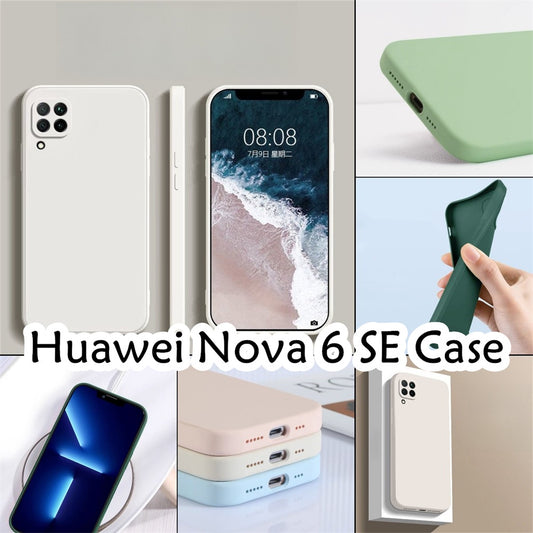 For Huawei Nova 6 SE Cover Drop and wear resistant Silicone Full Case Classic Simple Solid Color Phone Case Cover